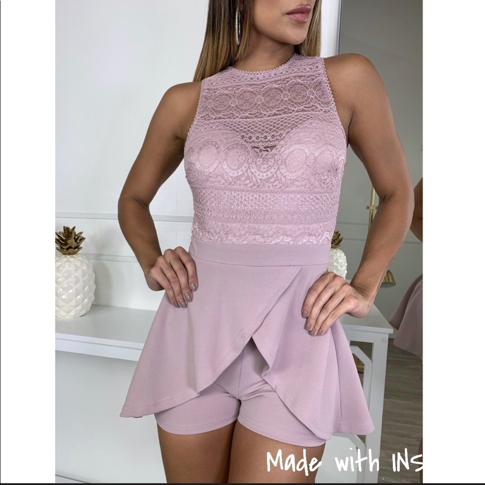 Privy Mauve Rose Pink Lace Romper